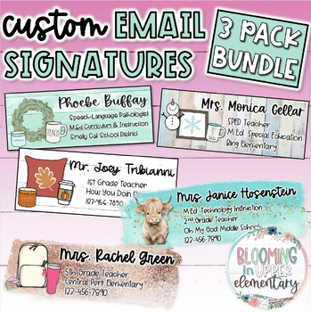 Preview of 3 Custom Email Signatures | Choose Your Fonts, Background, Image, & Style