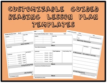 Preview of 3 Customizable Guided Reading Lesson Plan Templates