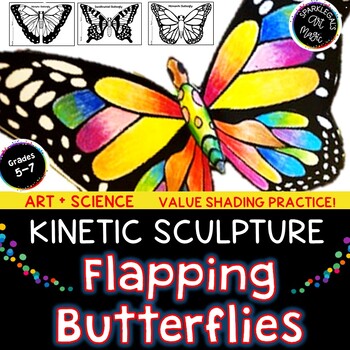 Preview of 3-D Butterfly Kinetic Sculpture Spring Craft Middle School Art + Science Lesson