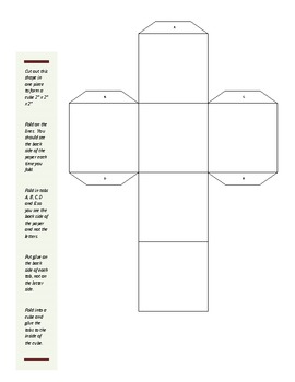 3-D Paper Cube Cut Out Page 1 by JK Mergens | Teachers Pay Teachers