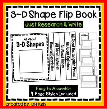 Preview of 3-D Shape Flip Book - Math & Geometry - Writing about 3-D Shapes