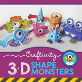 3-D Shapes Activity with Monsters (Geometry Math Craft for Elementary)