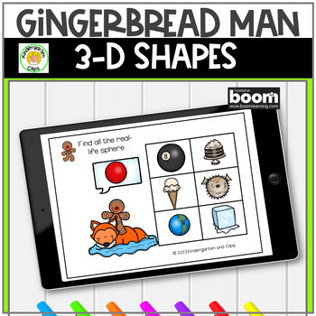 Preview of  Gingerbread Man  3-D  Shapes Math Task Cards