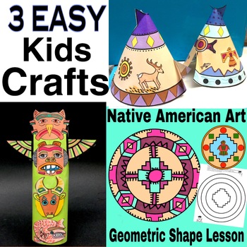 Preview of 3/D Tipi, Circle and Welcome Pole Craft, EASY Native American Art Fall Activity