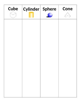 Preview of 3 D shapes sorting worksheet