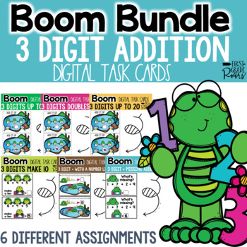 Preview of 3 DIGIT ADDITION DIGITAL Task BOOM CARDS