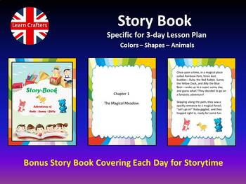 Preview of Story Book For 3 Day Lesson Plan. Colors - Shapes - Animals