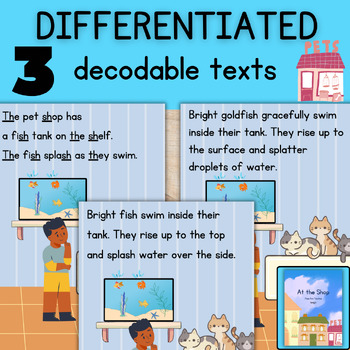 Preview of 3 Differentiated Decodable Readers Digraphs Vowel Teams Syllables Pet Store