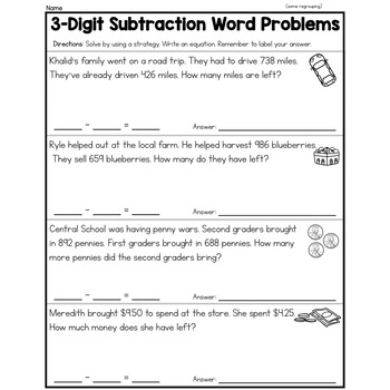 3- Digit Addition And Subtraction Worksheets | 2nd Grade Math by My ...