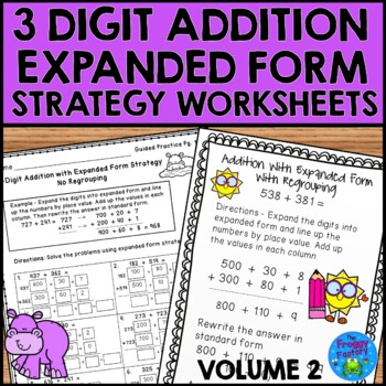 Preview of 3 Digit Addition Expanded Form | Addition Strategies Worksheets