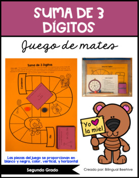 Preview of 3 Digit Addition Math Game (SPANISH)/Suma de 3 Dígitos