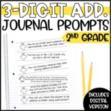 3-Digit Addition Math Journal Prompts - 2nd Grade