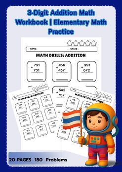 Preview of 3-Digit Addition Math Workbook | Elementary Math Practice