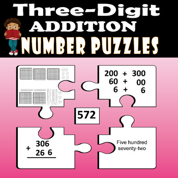 3-Digit Addition Number Puzzles - Regrouping Model for Three-Digit Math ...