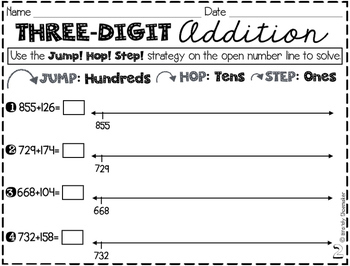 Three Digit Addition Open Number Line Strategy By Brandy Shoemaker