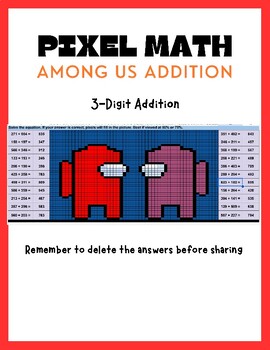 Preview of 3-Digit Addition-- PIXEL ART-- Among Us