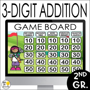 Preview of 3-Digit Addition PowerPoint Math Game Show - Test Prep and Review