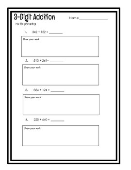 Preview of 3-Digit Addition Practice Sheets