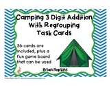 3 Digit Addition Regrouping Camping Task Cards