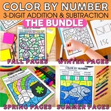 3-Digit Addition & Subtraction Color By Number Math Sheets Bundle