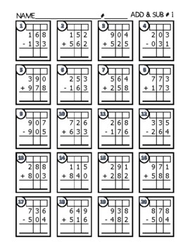 3 digit addition subtraction mixed worksheet with regrouping by extreme math
