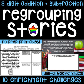 Preview of 3 Digit Addition & Subtraction Regrouping Enrichment - Print and Digital