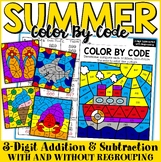 3-Digit Addition & Subtraction Summer Color By Number | En