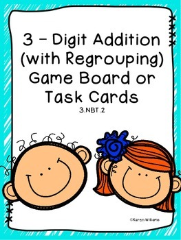 Preview of 3 Digit Addition Task Cards With Regrouping