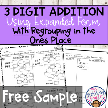 Preview of 3 Digit Addition With Regrouping Free