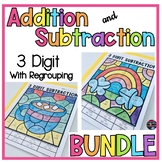 3 Digit Addition and Subtraction Color by Number  BUNDLE  