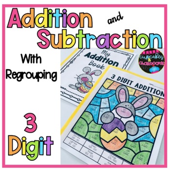 Preview of 3 Digit Addition and Subtraction Color by Number   Spring Coloring Pages