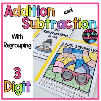 Preview of 3 Digit Addition and Subtraction Color by Number   Summer Coloring Pages