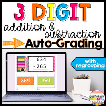 Preview of 3 Digit Addition and Subtraction Google Form Test Math Assessment