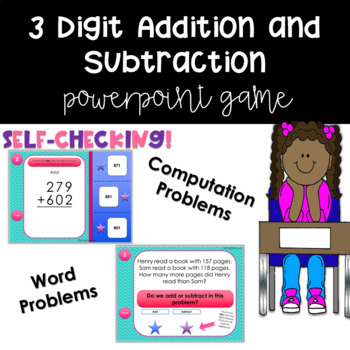 Preview of 3 Digit Addition and Subtraction PowerPoint Game (SELF-CHECKING!)