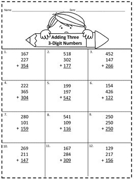 Adding and Subtracting 3-Digit Numbers by Sue Kelly | TpT