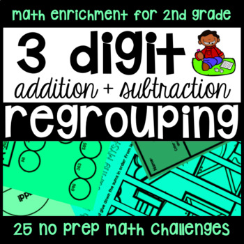 Preview of 3-Digit Addition and Subtraction Regrouping 30 Enrichment NO PREP Printables