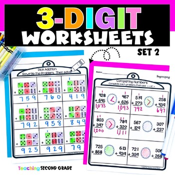 Preview of 3 Digit Addition and Subtraction with and without Regrouping Math Worksheets