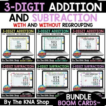 Preview of 3 Digit Addition and Subtraction With and Without Regrouping Bundle