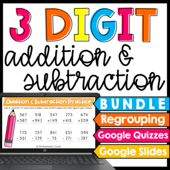 Preview of 3 Digit Addition and Subtraction with Regrouping Activities and Assessments