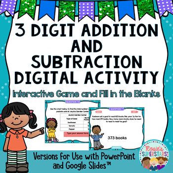 Preview of 3 Digit Addition and Subtraction with Regrouping Digital Game
