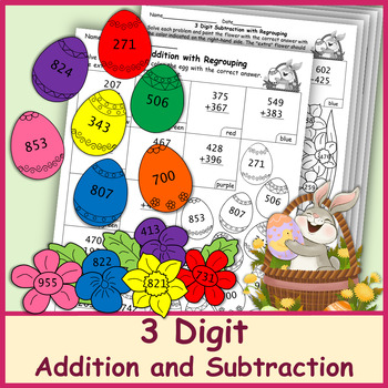 Preview of 3 Digit Addition and Subtraction | Easter