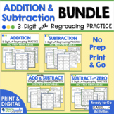 3 Digit Addition and Subtraction with Regrouping Worksheet