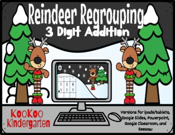 Preview of 3 Digit Addition (w/regrouping)-A Digital Math Center for Google Classroom