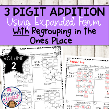 3 digit addition with regrouping worksheets by the monkey market