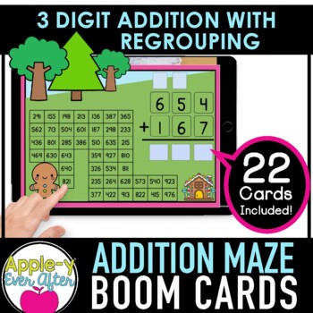 Preview of 3 Digit Addition with Regrouping | Boom Cards™ - Distance Learning