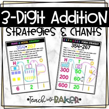 Preview of 3 Digit Addition with Regrouping Charts and Chants