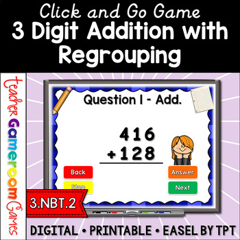 Preview of 3 Digit Addition with Regrouping Powerpoint Game
