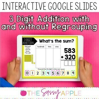 Preview of 3 Digit Addition with & without Regrouping Interactive Task Cards