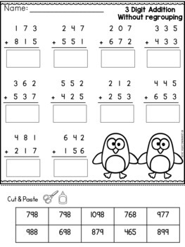 3 digit addition without regrouping worksheets by learning desk tpt