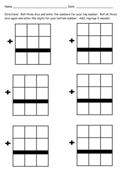 3 Digit Dice Games for Adding and Subtracting by Learners 4 Life